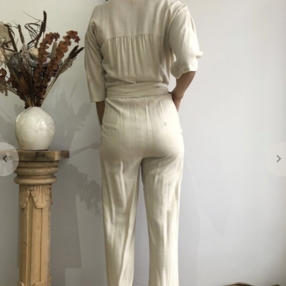 Eve Gravel Wild Boy Wrap Linen Jumpsuit Cream - Picture 2 of 7